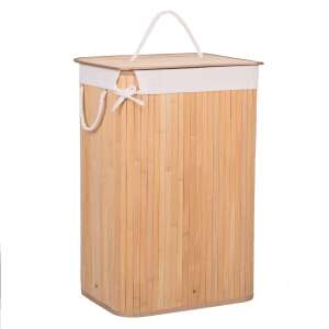 Bamboo Laundry Hamper with Lid, 72 L