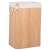 Bamboo laundry hamper with lid and rope handles, side view