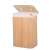 Bamboo laundry hamper with lid open, showing white liner