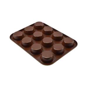 12-cup ceramic coated muffin baking pan, non-stick, brown - Cookware & bakeware