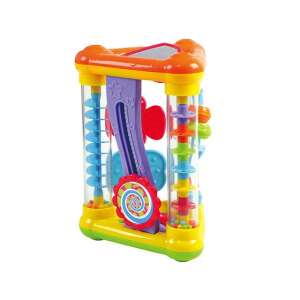 Jucărie Playgo Triunghi Activitate Dezvoltare Abilități, o jucărie colorată și interactivă pentru bebeluși cu roți dințate rotative, labirinturi cu mărgele și o oglindă rotativă pentru bebeluși - Jocuri si jucarii educative