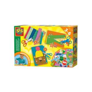 SES Creative Schneidefähigkeiten-Set für Kinder im Alter von 3-6 Jahren, enthält Sicherheits- und Zickzackschere sowie 30 bunte Papierbögen zum Schneiden und Basteln - SES Creative