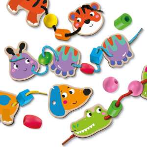 SES Creative animal themed wooden bead threading set for toddlers - SES Creative
