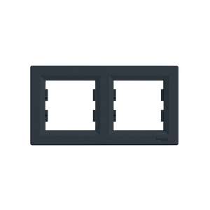 Cadru orizontal antracit Schneider Electric ASFORA pentru două întrerupătoare - Rame pentru întrerupătoare