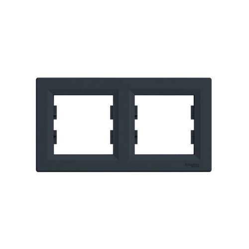 Cadru orizontal antracit Schneider Electric ASFORA pentru două întrerupătoare