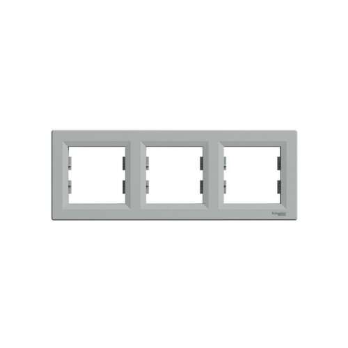 Cadru triplu orizontal din aluminiu ASFORA de la Schneider Electric, gri