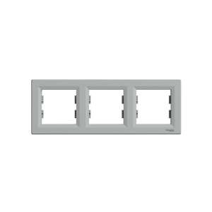 Schneider Electric ASFORA horizontale Aluminium-Dreifachrahmen, grau - Rahmen für Schalter