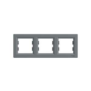 Schneider Electric ASFORA horizontales Stahl-Dreifachrahmen, grau - Rahmen für Schalter