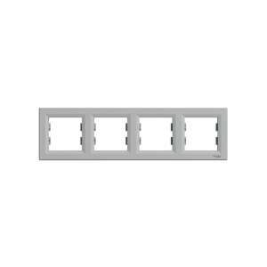 Cadru orizontal din aluminiu Schneider Electric ASFORA 4 gang, gri deschis - Rame pentru întrerupătoare