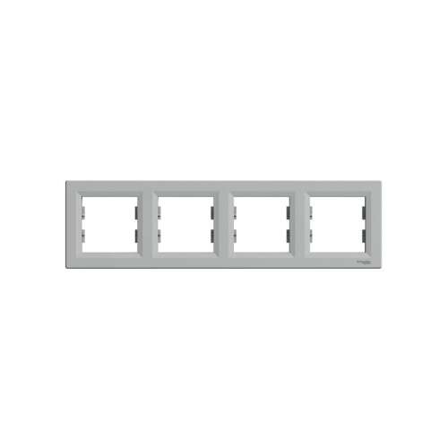 Cadru orizontal din aluminiu Schneider Electric ASFORA 4 gang, gri deschis