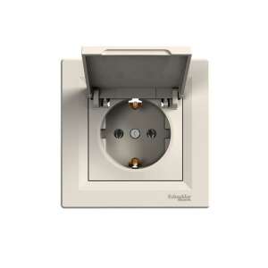Priză electrică Schneider Electric Asfora EPH3100123 de culoare bej 2P+F cu capac de protecție - Rame pentru întrerupătoare