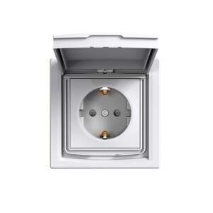 Schneider EPH3100321 ASFORA GYV/csapfedeles/IP44/kerettel/fehér 2P+F csatlakozóaljzat 107837133 - Villanykapcsoló keret