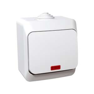 Schneider CEDAR PLUS egypólusú kapcsoló jelzőfénnyel, fehér, IP44 - Schneider