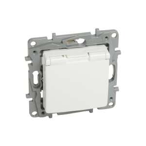 Priză Legrand Niloé 764532 albă 2P+F cu clapetă de protecție pentru copii - Capace prize