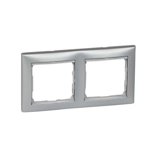 Legrand Valena cadru orizontal din aluminiu/argintiu 2 posturi