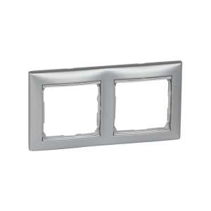 Legrand Valena alumínium/ezüst 2-es vízszintes keret - Villanykapcsoló keret