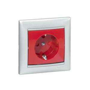 Priză Legrand Valena 774327 cu clapetă roșie, 2P+F - Capace prize