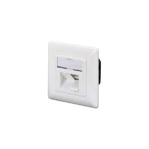 DIGITUS DN-9008-1 CAT 6A Class EA 2x RJ45 fali aljzat, fehér, ferde nézet - Digitus