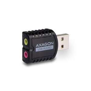 Axagon ADA-12 USB Stereo Audio Adapter, schwarz, Vorderansicht - AXAGON