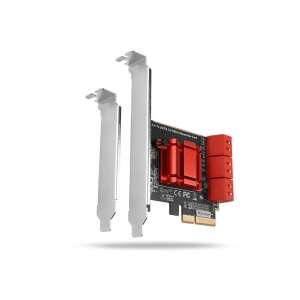Placă de extensie Axagon PCES-SA6 cu 6 porturi SATA III PCI-Express, 2 benzi, negru și roșu, cu două suporturi - AXAGON