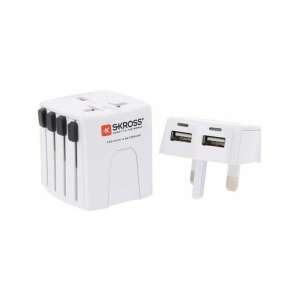 Adaptor de călătorie Skross MUVUSB-2-4-A cu 2 porturi USB, alb - Adaptoare de rețea