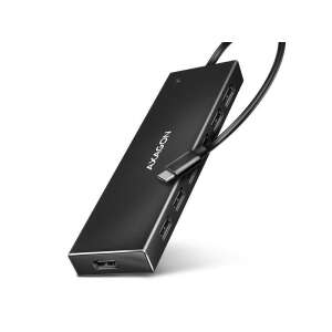 Axagon HUE-F7C SuperSpeed USB-C FLAT CHARGING hub, schwarz, schräge Ansicht - AXAGON