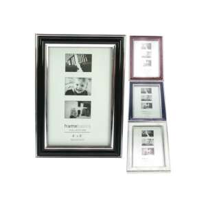 Schwarz-Silber Mehrbild-Bilderrahmen, 4x6 Zoll, framebasics Kollektion, für 3 Bilder - Prc