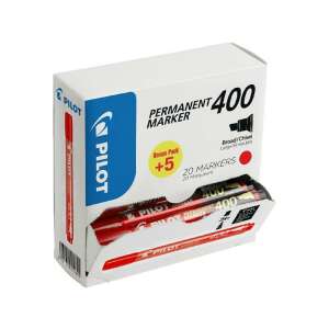 Pilot Permanent Marker 400, 20er Pack, rot, breite Meißelspitze - Pilot