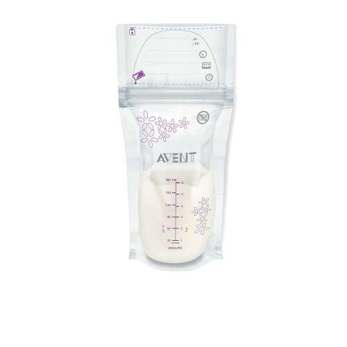 Avent anyatejtároló zacskó, 25 db, elősterilizált, BPA mentes, fagyasztáshoz és kiolvasztáshoz biztonságos, könnyen önthető és címkézhető - Tejgyűjtő kagyló és tejtároló