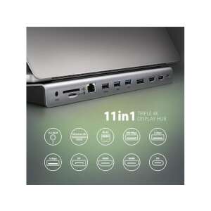 Axagon HMC-4KX3 11in1 ezüst Type C USB HUB 107830756 - AXAGON