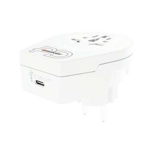 SKROSS World to Europe C20PD Reiseadapter mit USB-C Power Delivery, Weiß - Skross