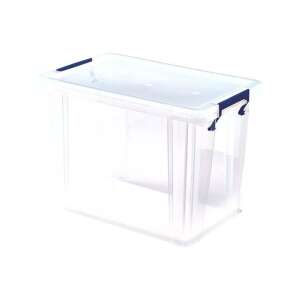 Cutie de depozitare din plastic transparent Fellowes ProStore de 18,5 litri cu mânere albastre - Cutii de depozitare și coșuri