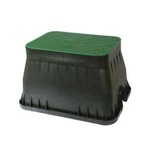 Rectangular access cover, green lid, black base, for outdoor use - Connector and Accessory