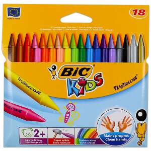 BIC Kids 18er Pack Wachsmalstifte, Plastidecor, für Kinder, bunt, Zeichnen, Malen, Bastelbedarf - Zeichengeräte