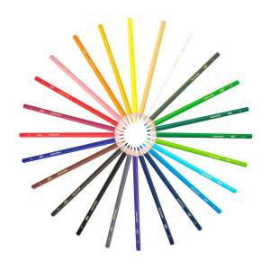 Bic Kids 24 pachete de creioane colorate solubile în apă, aranjate într-un cerc, arătând toate culorile - Creioane colorate