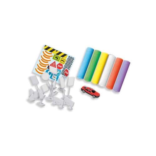 SES Kreide Verkehr Set, enthält Verkehrszeichen, Kegel, ein Auto und Kreide, perfekt zum Lernen über Verkehrssicherheit und Verkehrsregeln