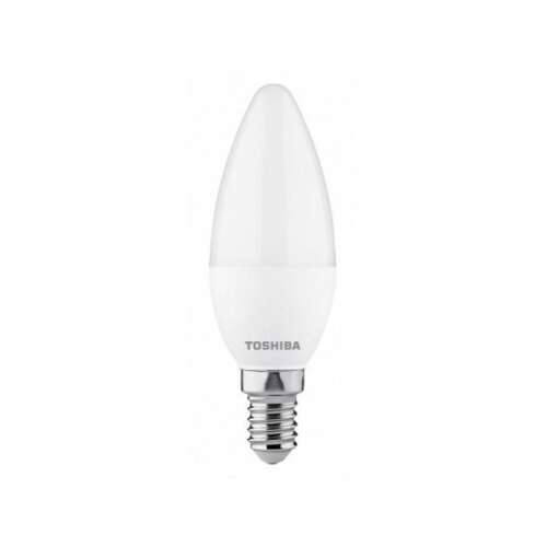 LED lámpa , égő , gyertya , E14 foglalat , 4.7 Watt , 180° , természetes fehér , 3 darabos csomag , TOSHIBA , 5 év garancia