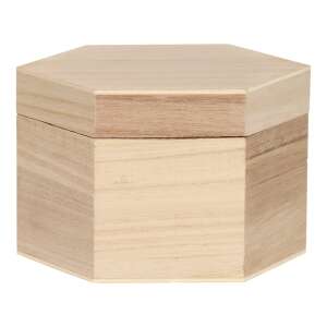Cutie hexagonală din lemn, goală, nedecorată, pentru meșteșuguri, proiecte DIY, depozitare - Inscripții din lemn & elemente decorative