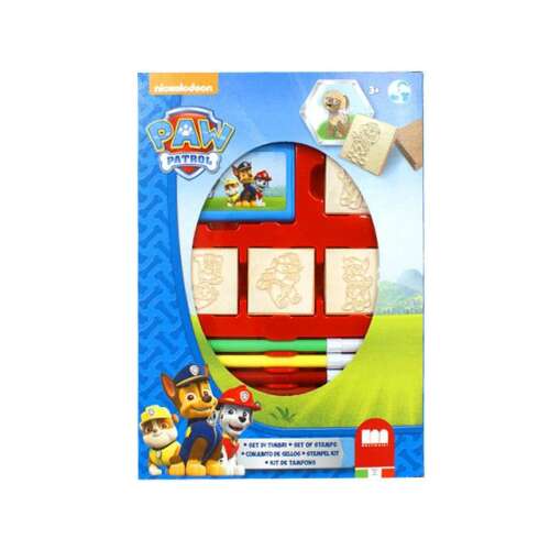Paw Patrol Stempelset, 4 Stempel, inklusive Tintenkissen und Filzstifte, ideal für Kinder