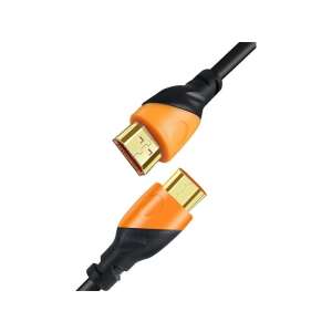 IRIS 5m HDMI kábel, 2.0-s verzió, fekete narancssárga csatlakozókkal - HDMI kábel
