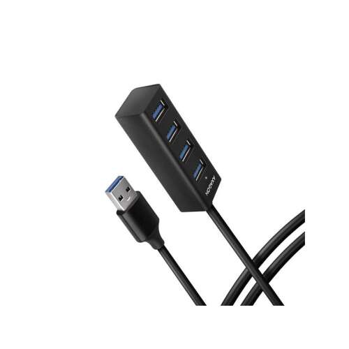 Axagon HUE-M1AL mini hub USB 3.2 Gen 1 cu 4 porturi, negru, vedere înclinată