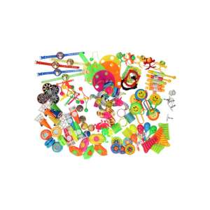 100-teiliges Plastikspielzeug-Set für Kinder, enthält verschiedene Spielzeuge wie Pfeifen, Kreisel und mehr - Schaukelpferde, Schaukeltiere und Entwicklungsspiele für Kinder im Kindergartenalter