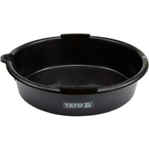 YATO 6 liter oil drain pan, 38 cm diameter, black plastic, for car maintenance - Automotive tool
