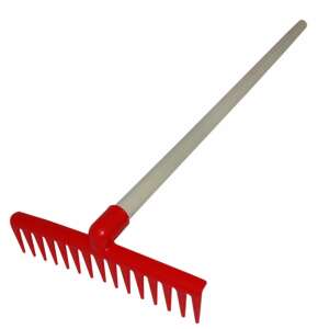 Grepliță din plastic roșu cu mâner din lemn, 68 cm, pentru copii - Jucari pe nisip