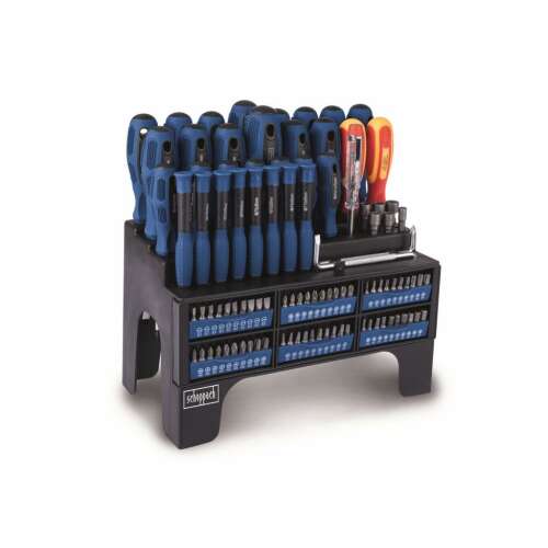 Scheppach SDB 100-2 screwdriver and bit set, 100 pieces, with stand