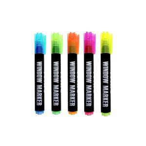 Satz mit 5 bunten Fensterstiften, ideal zum Schreiben auf Glasoberflächen - Zeichengeräte