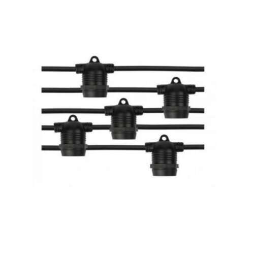 Led fényfüzér , fix , kültéri , 15 db x E27 , 14.4 m , fekete , IP65 107832700