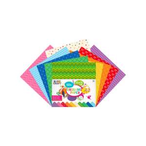 Pachet de 50 coli de hârtie origami de 15x15 cm cu diverse modele, marca Basic Craft - Grafix