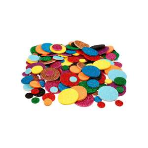 Szivacs csillogós dekorációs formák - kerek, 150 db 107833981 - Dekorgumi