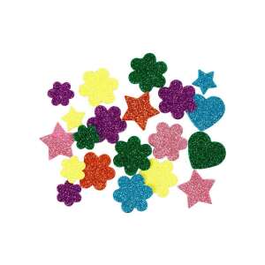 Szivacs csillogós dekorációs formák - 100 db 107833991 - Dekorgumi